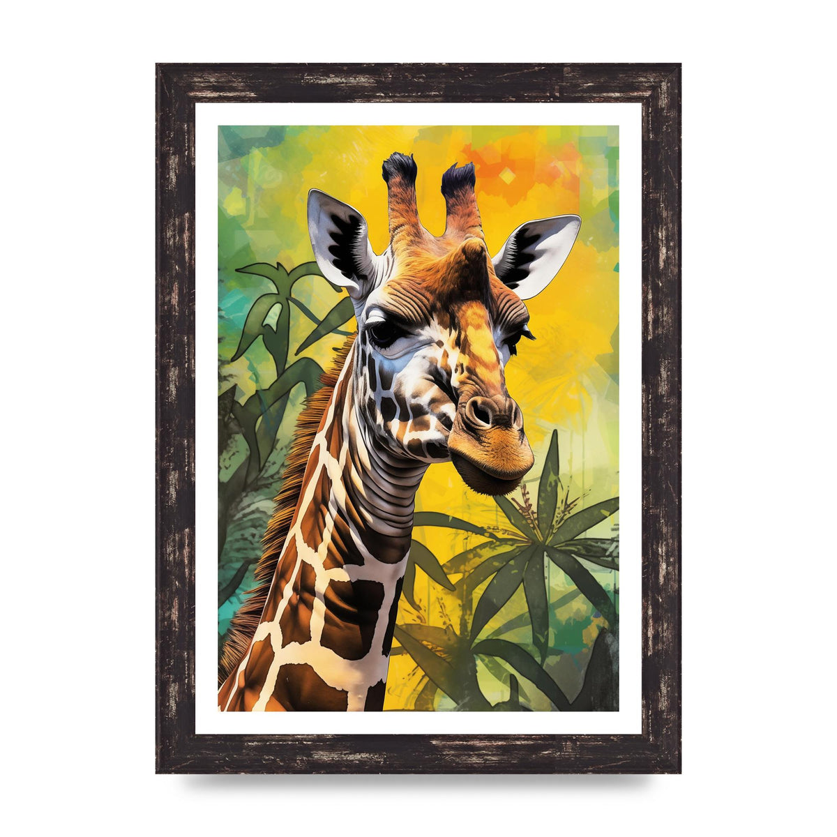 Giraffes Vibrant Patterns in Neon