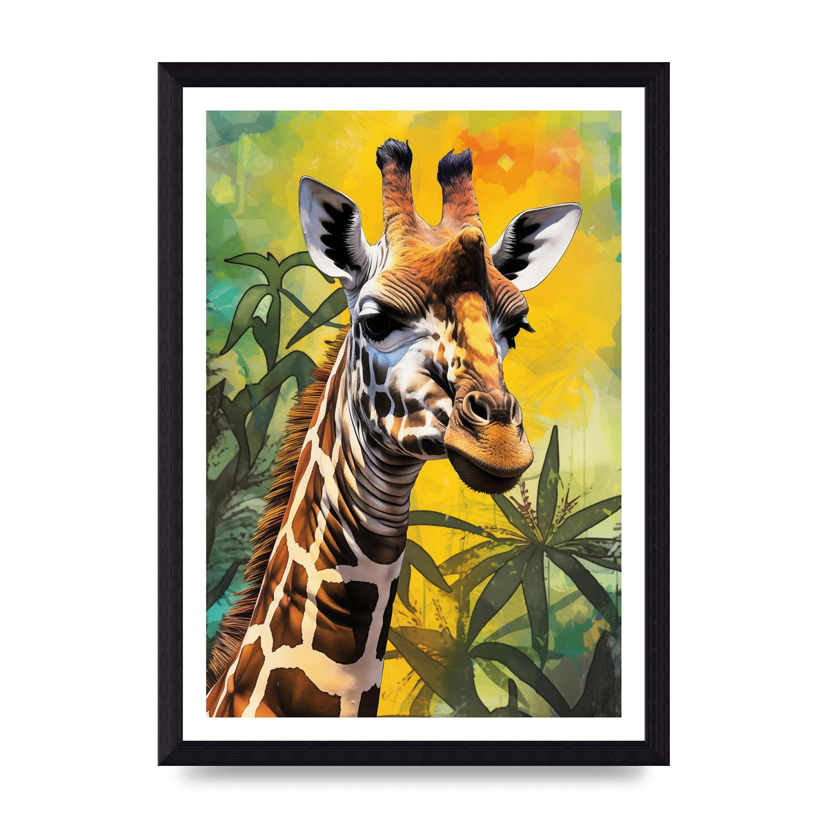 Giraffes Vibrant Patterns in Neon