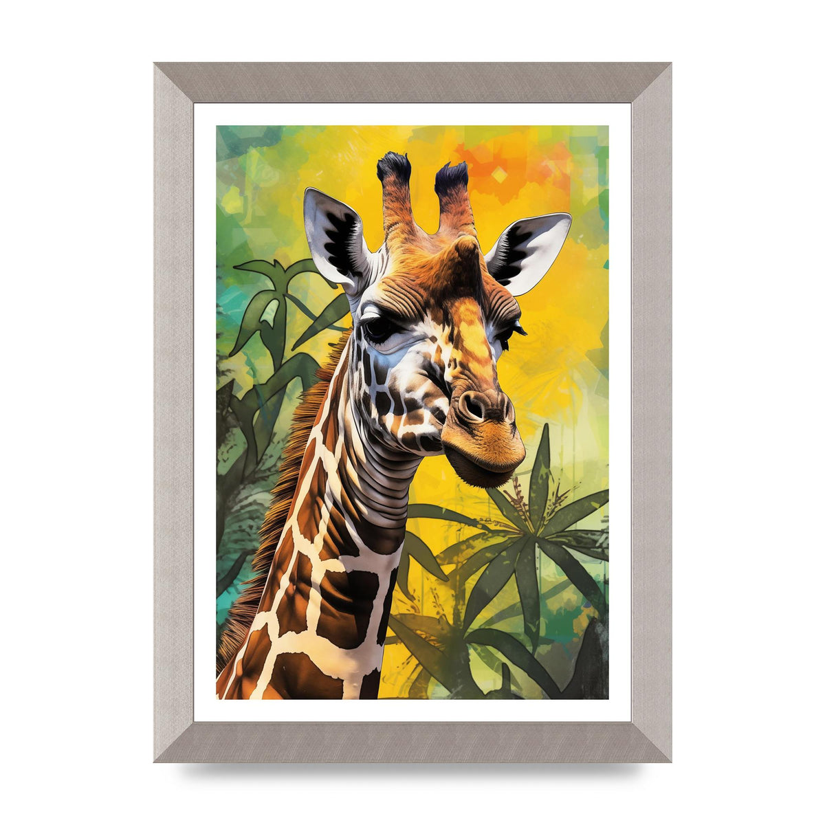 Giraffes Vibrant Patterns in Neon