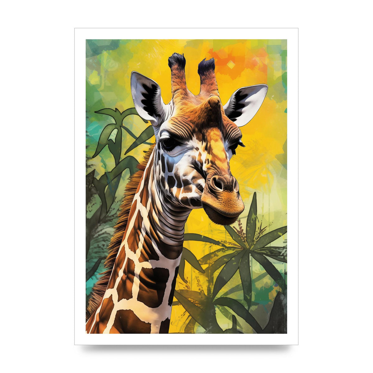 Giraffes Vibrant Patterns in Neon