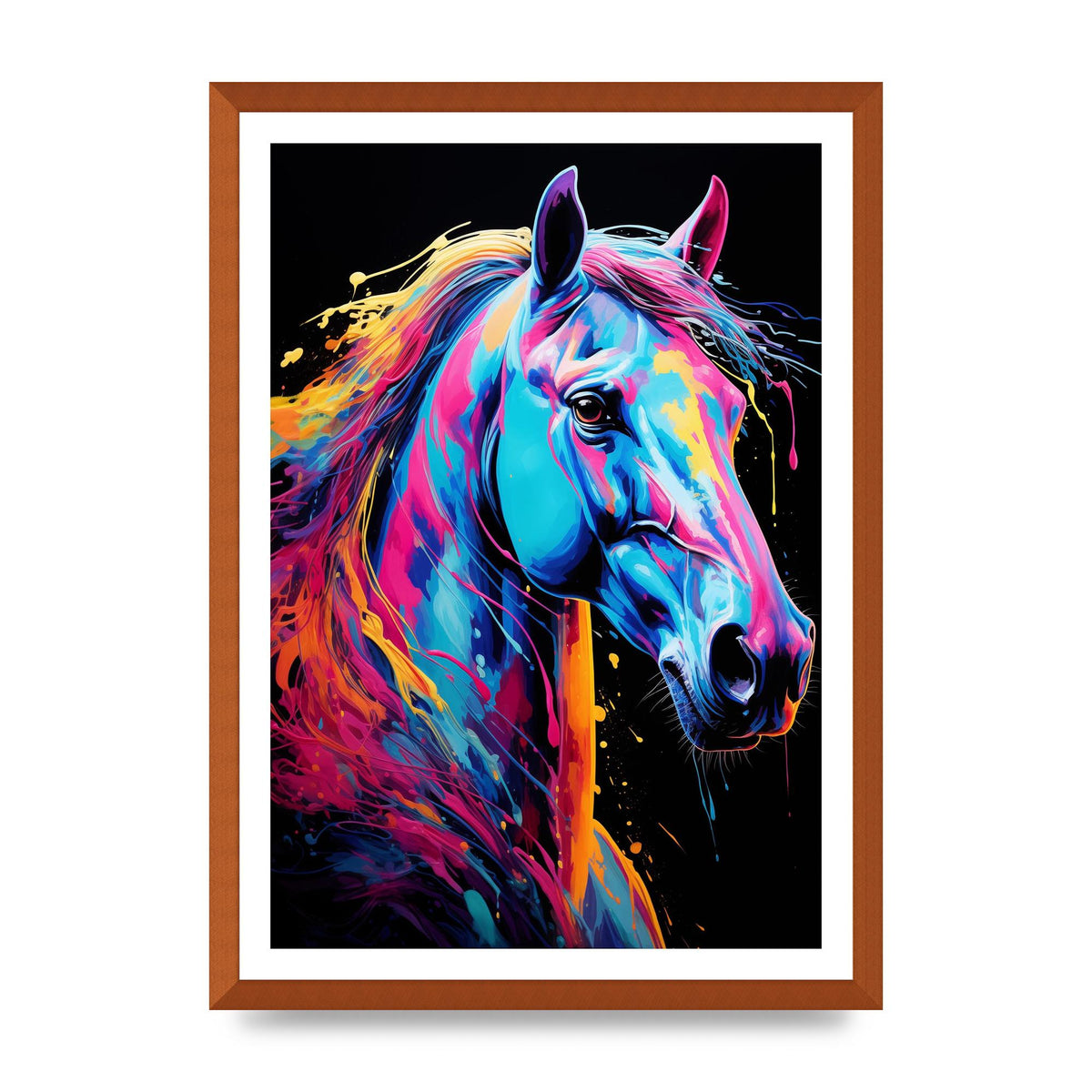 Majestic Horse in Neon Elegance
