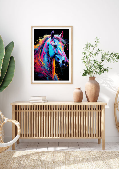 Majestic Horse in Neon Elegance