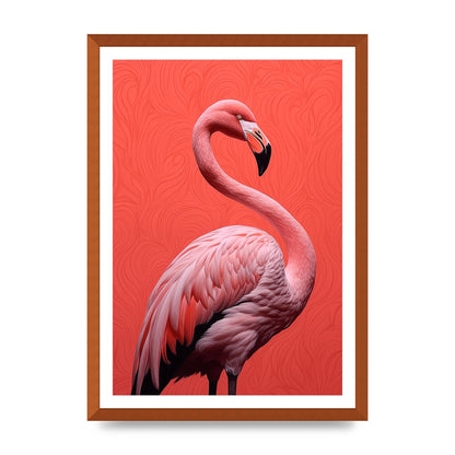 Flamingo in Black and White on Coral