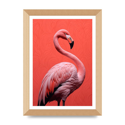 Flamingo in Black and White on Coral