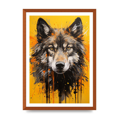 Wild Wolf in Fluid Black on Orange