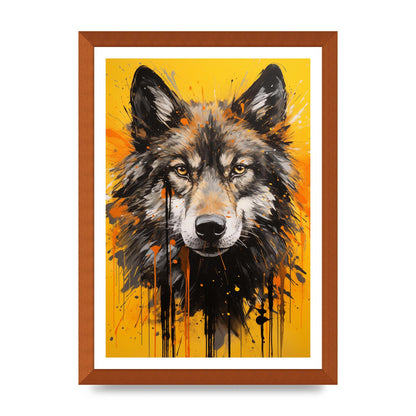Wild Wolf in Fluid Black on Orange