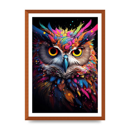 Neon Owl Face Illuminated with Bright Colors