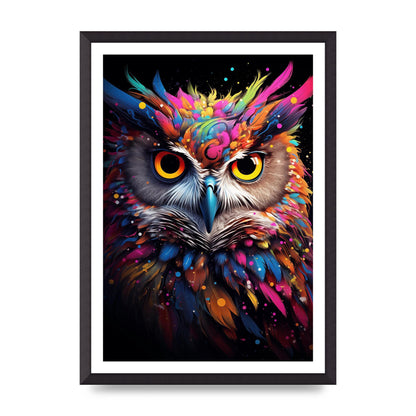 Neon Owl Face Illuminated with Bright Colors