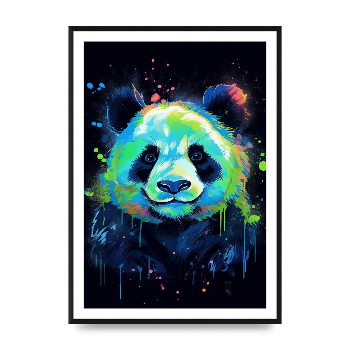 Panda in Neon Paint with Fluorescent Tones