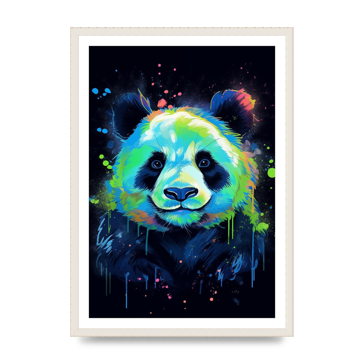 Panda in Neon Paint with Fluorescent Tones