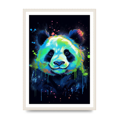 Panda in Neon Paint with Fluorescent Tones