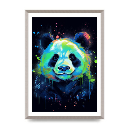 Panda in Neon Paint with Fluorescent Tones