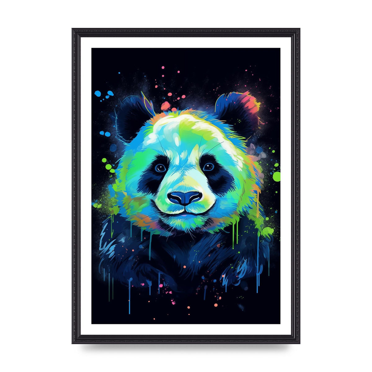 Panda in Neon Paint with Fluorescent Tones