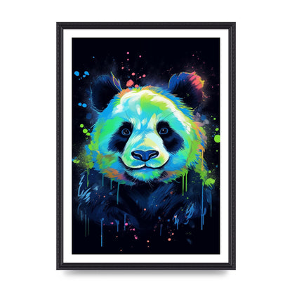 Panda in Neon Paint with Fluorescent Tones