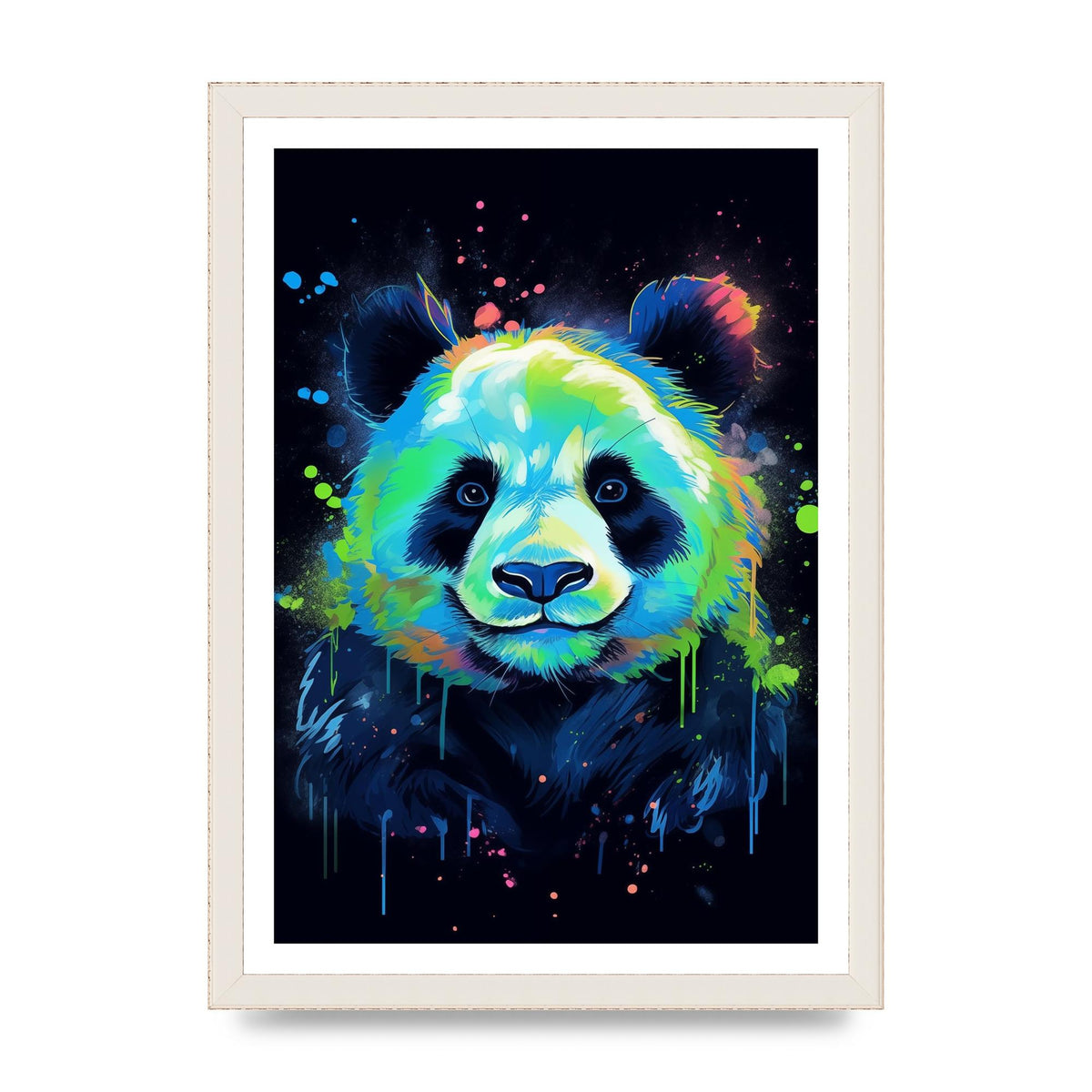Panda in Neon Paint with Fluorescent Tones