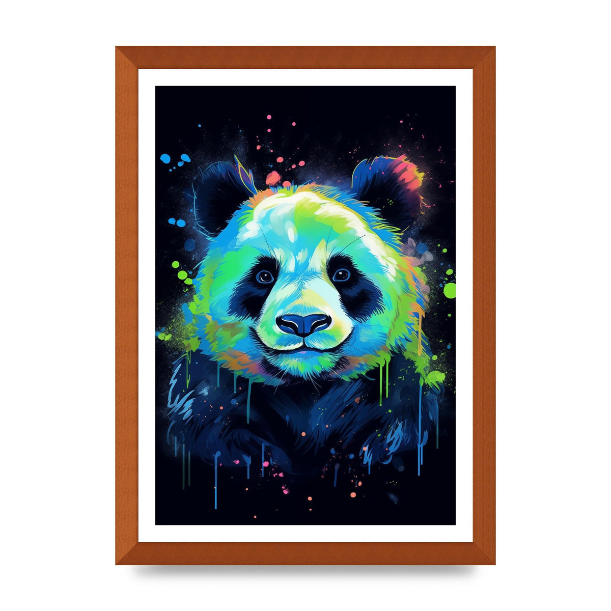 Panda in Neon Paint with Fluorescent Tones