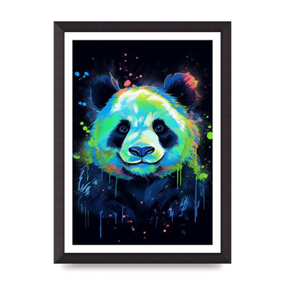 Panda in Neon Paint with Fluorescent Tones