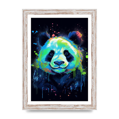Panda in Neon Paint with Fluorescent Tones