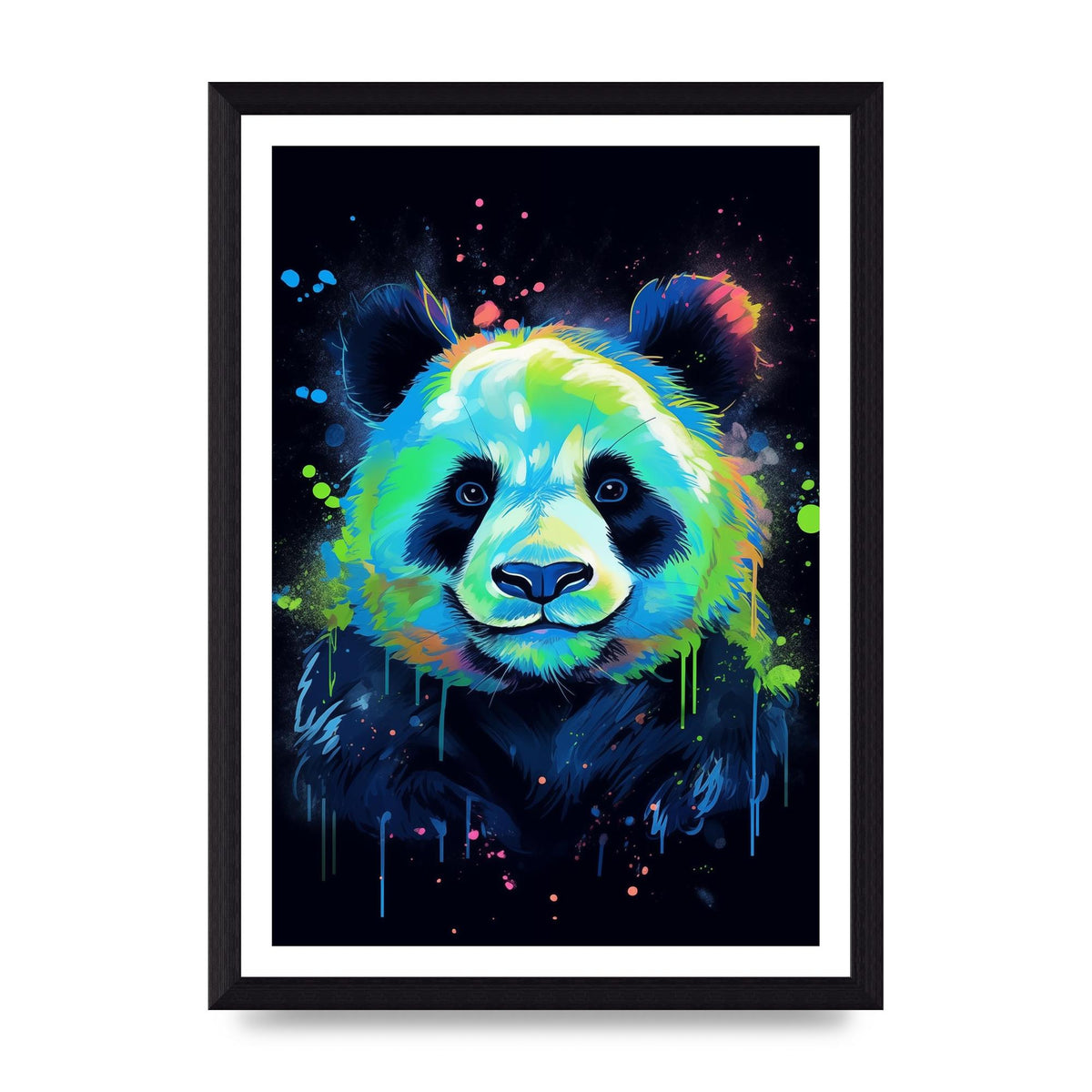 Panda in Neon Paint with Fluorescent Tones