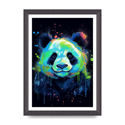 Panda in Neon Paint with Fluorescent Tones
