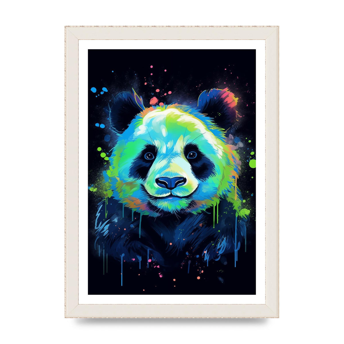 Panda in Neon Paint with Fluorescent Tones