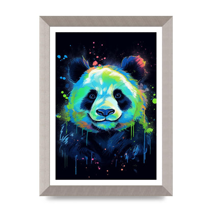 Panda in Neon Paint with Fluorescent Tones