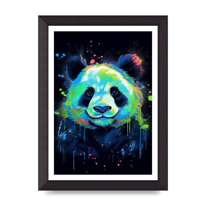 Panda in Neon Paint with Fluorescent Tones