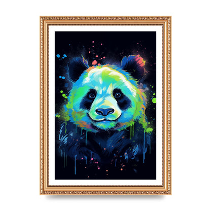 Panda in Neon Paint with Fluorescent Tones