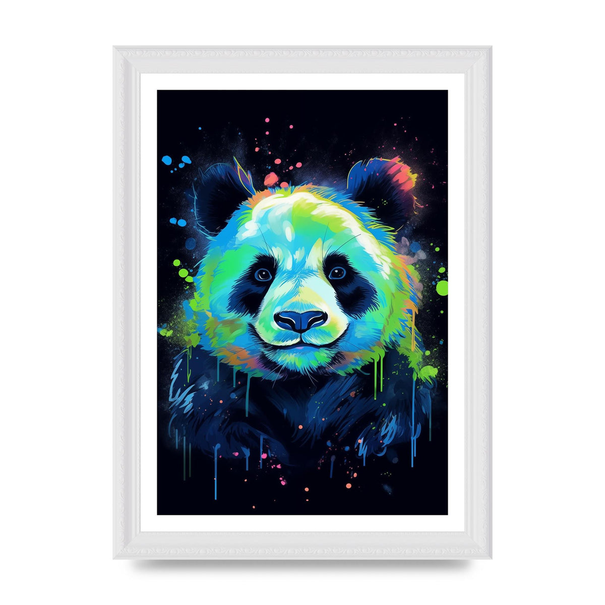 Panda in Neon Paint with Fluorescent Tones