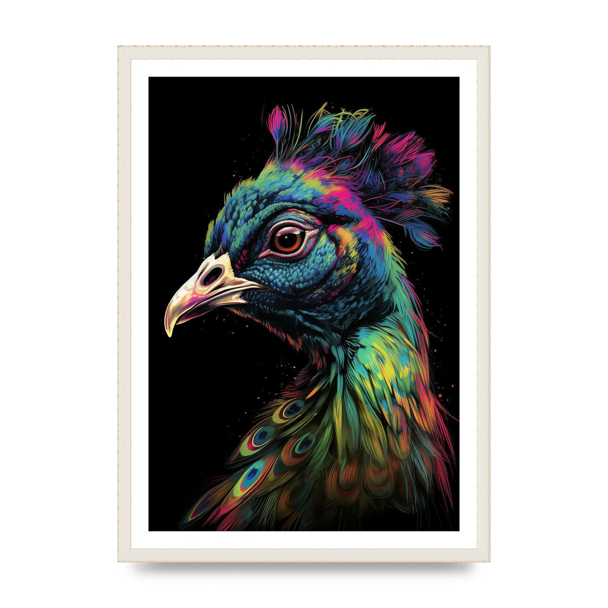 Iridescent Neon Peacock Headshot