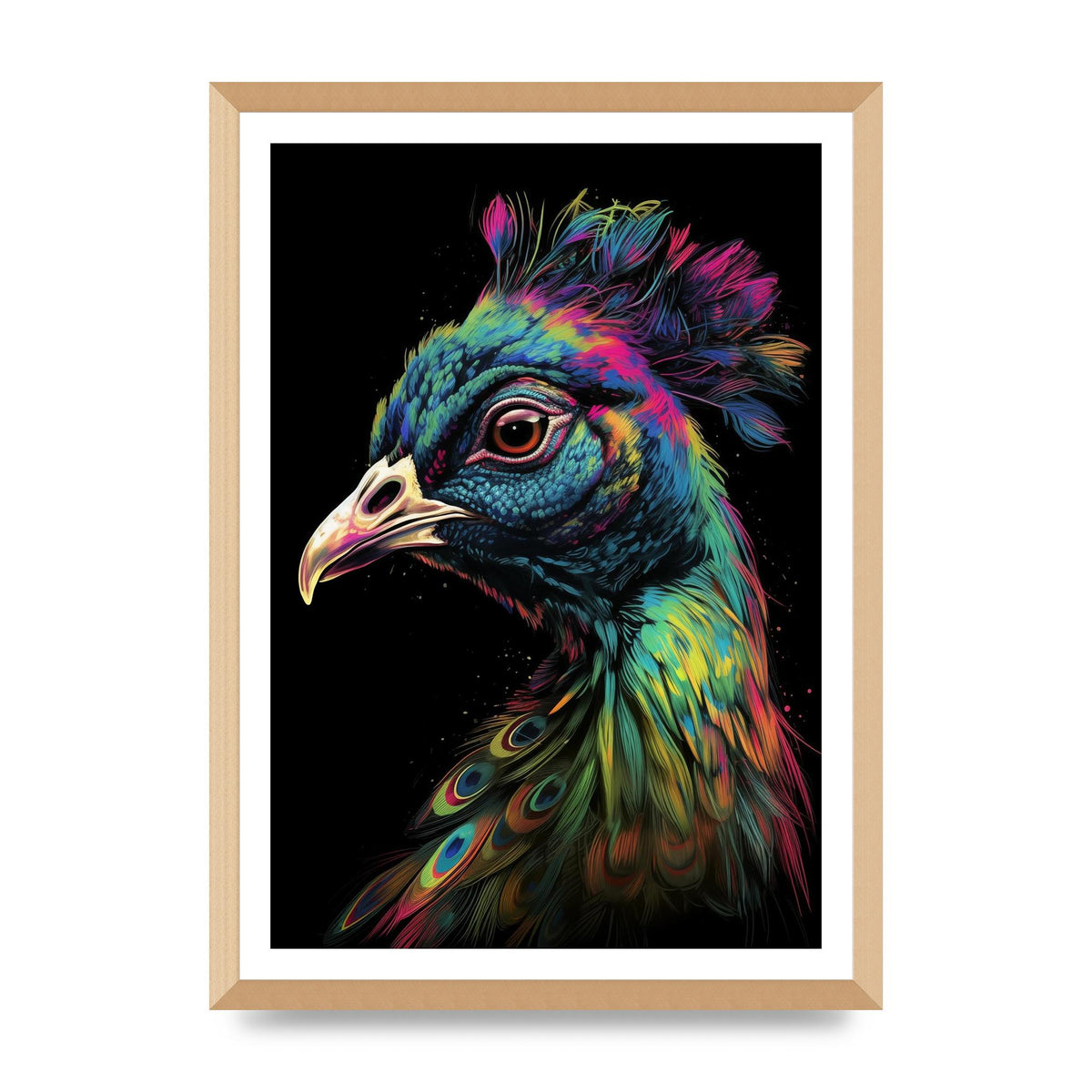 Iridescent Neon Peacock Headshot