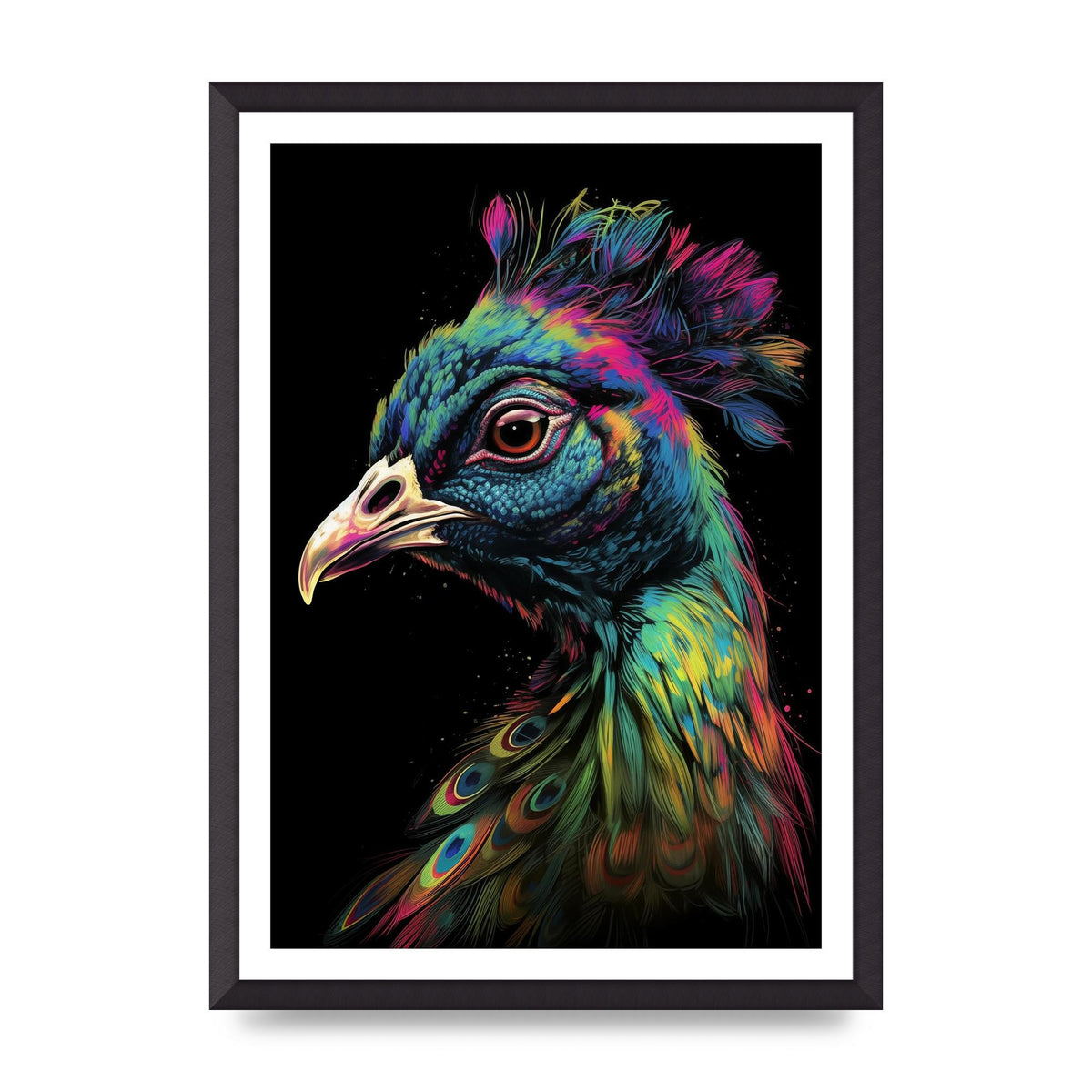 Iridescent Neon Peacock Headshot