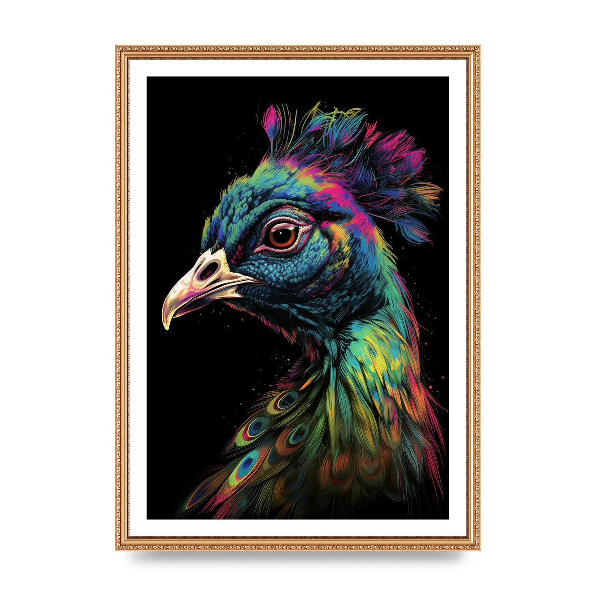 Iridescent Neon Peacock Headshot