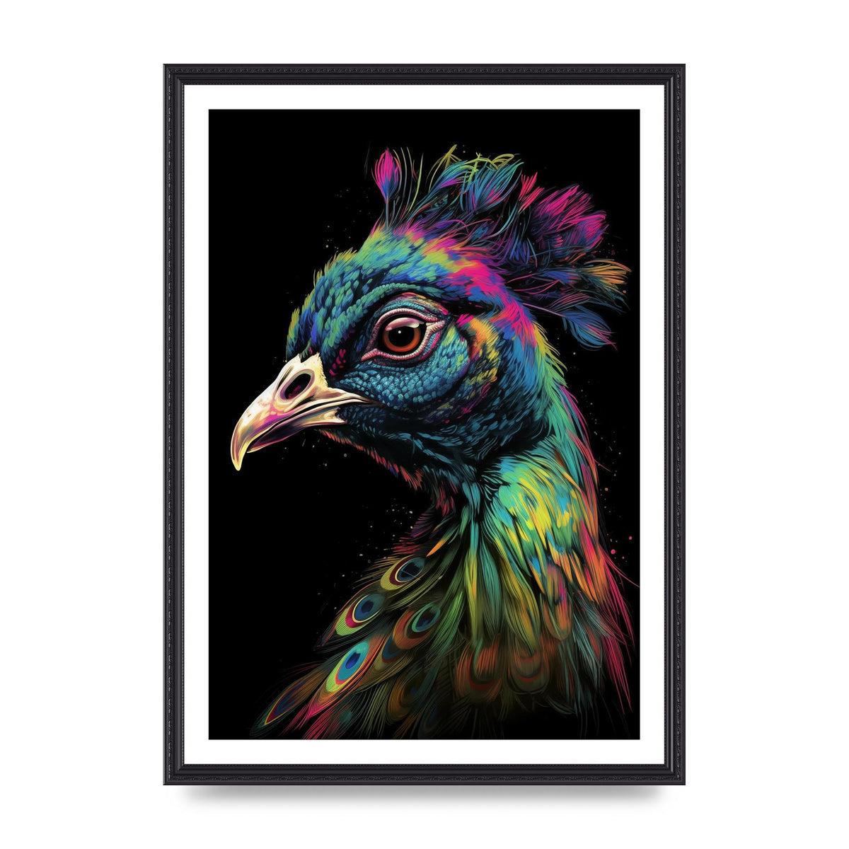 Iridescent Neon Peacock Headshot
