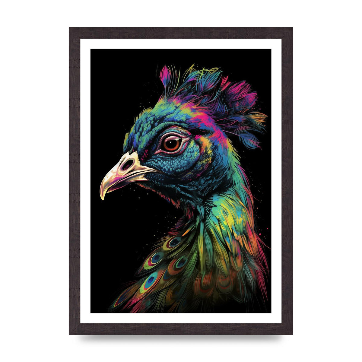 Iridescent Neon Peacock Headshot