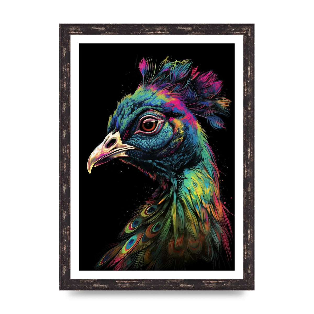 Iridescent Neon Peacock Headshot