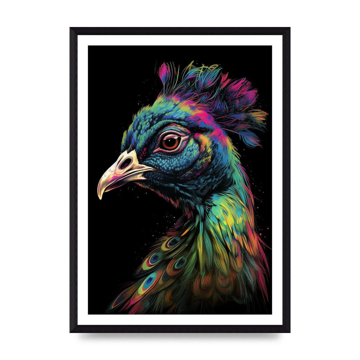 Iridescent Neon Peacock Headshot