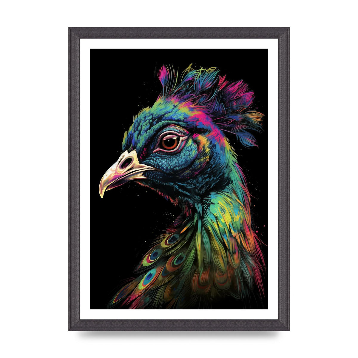 Iridescent Neon Peacock Headshot