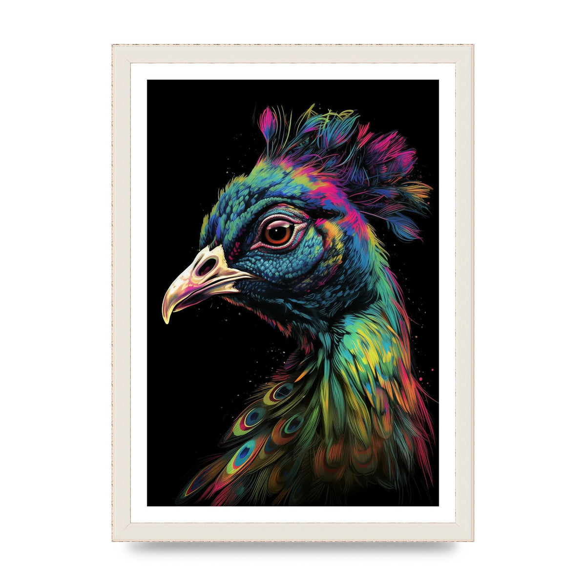 Iridescent Neon Peacock Headshot