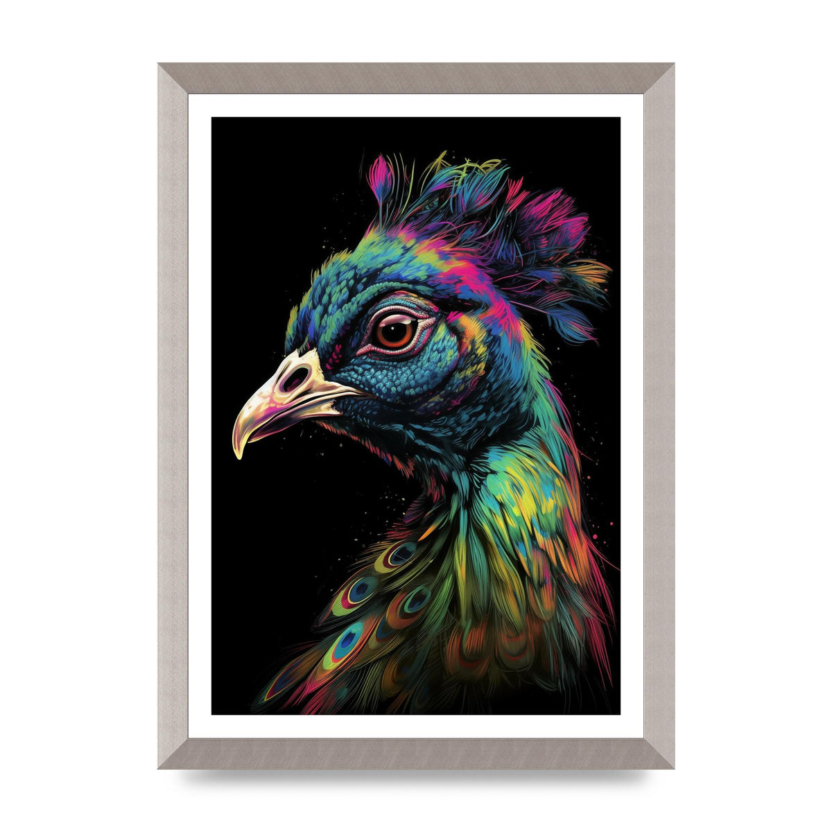 Iridescent Neon Peacock Headshot