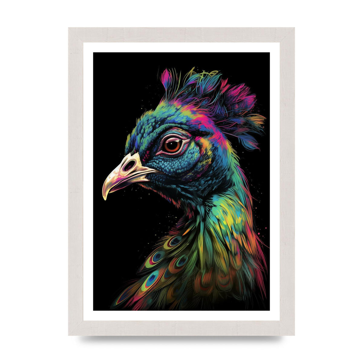 Iridescent Neon Peacock Headshot