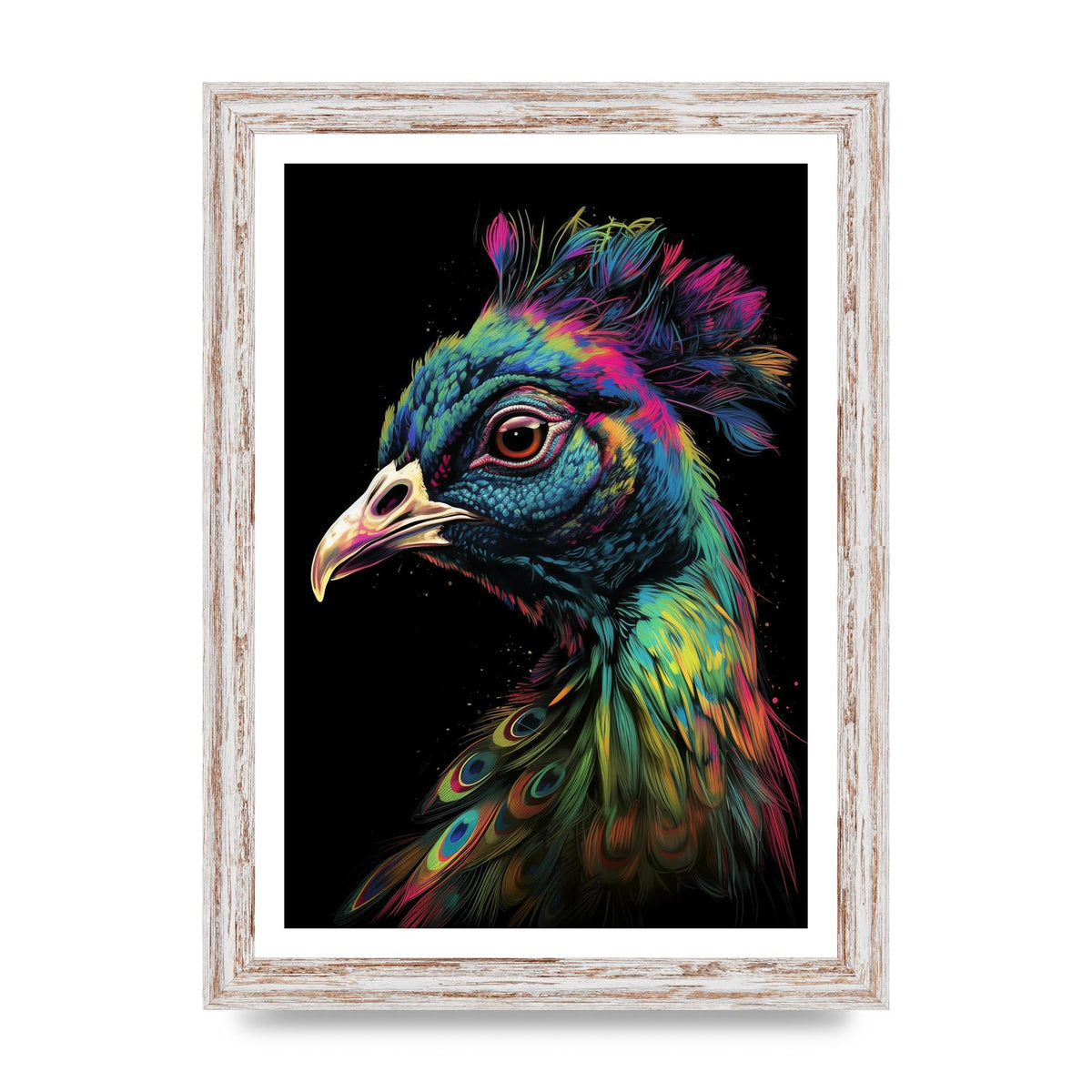 Iridescent Neon Peacock Headshot
