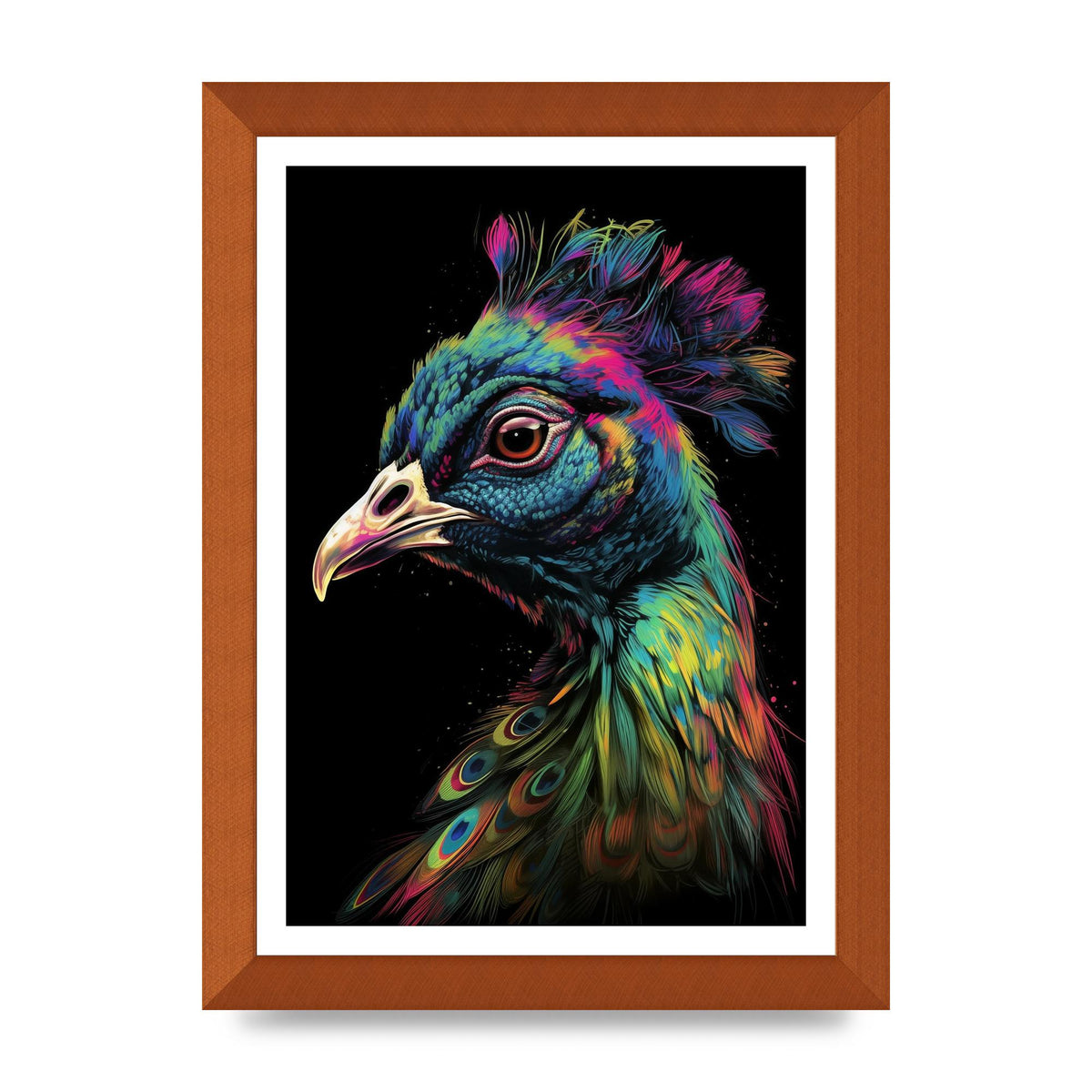Iridescent Neon Peacock Headshot
