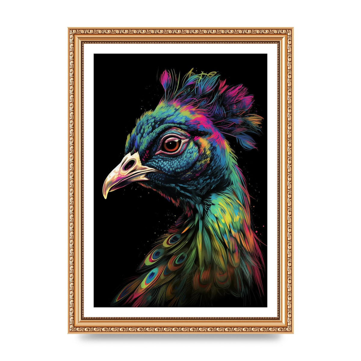 Iridescent Neon Peacock Headshot