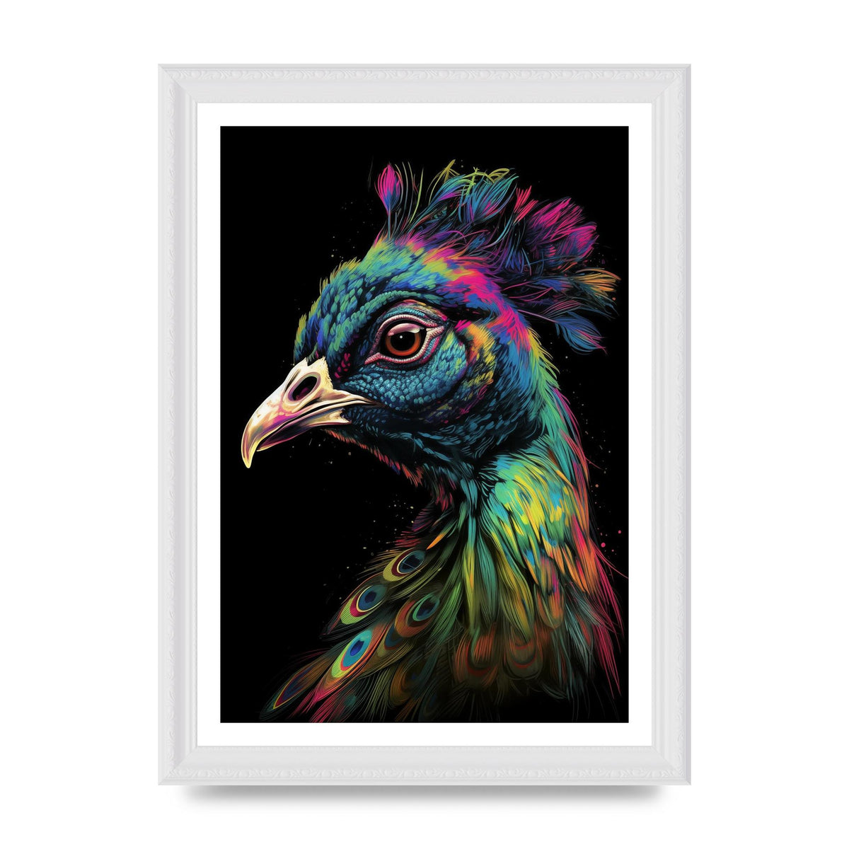 Iridescent Neon Peacock Headshot