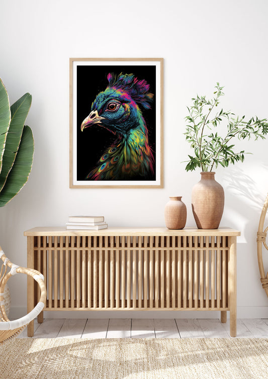 Iridescent Neon Peacock Headshot