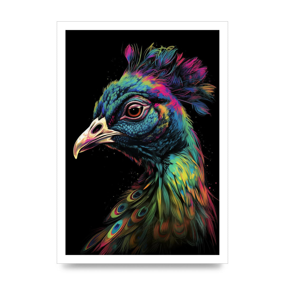 Iridescent Neon Peacock Headshot
