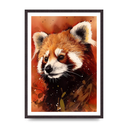Red Panda Portrait with Warm Colored Backdrop