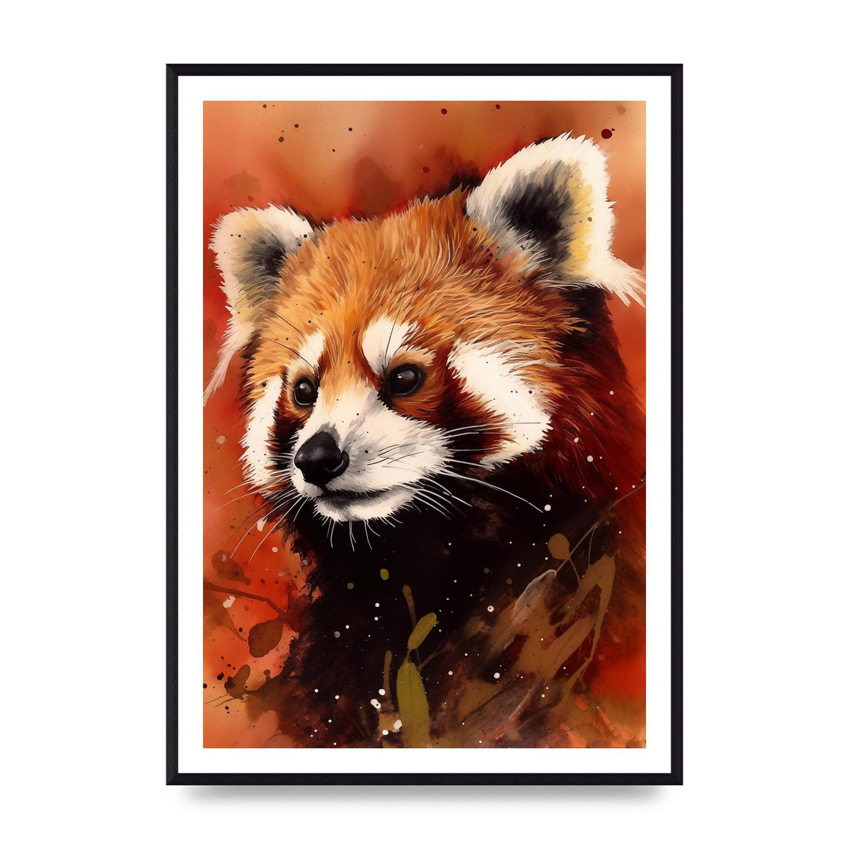 Red Panda Portrait with Warm Colored Backdrop