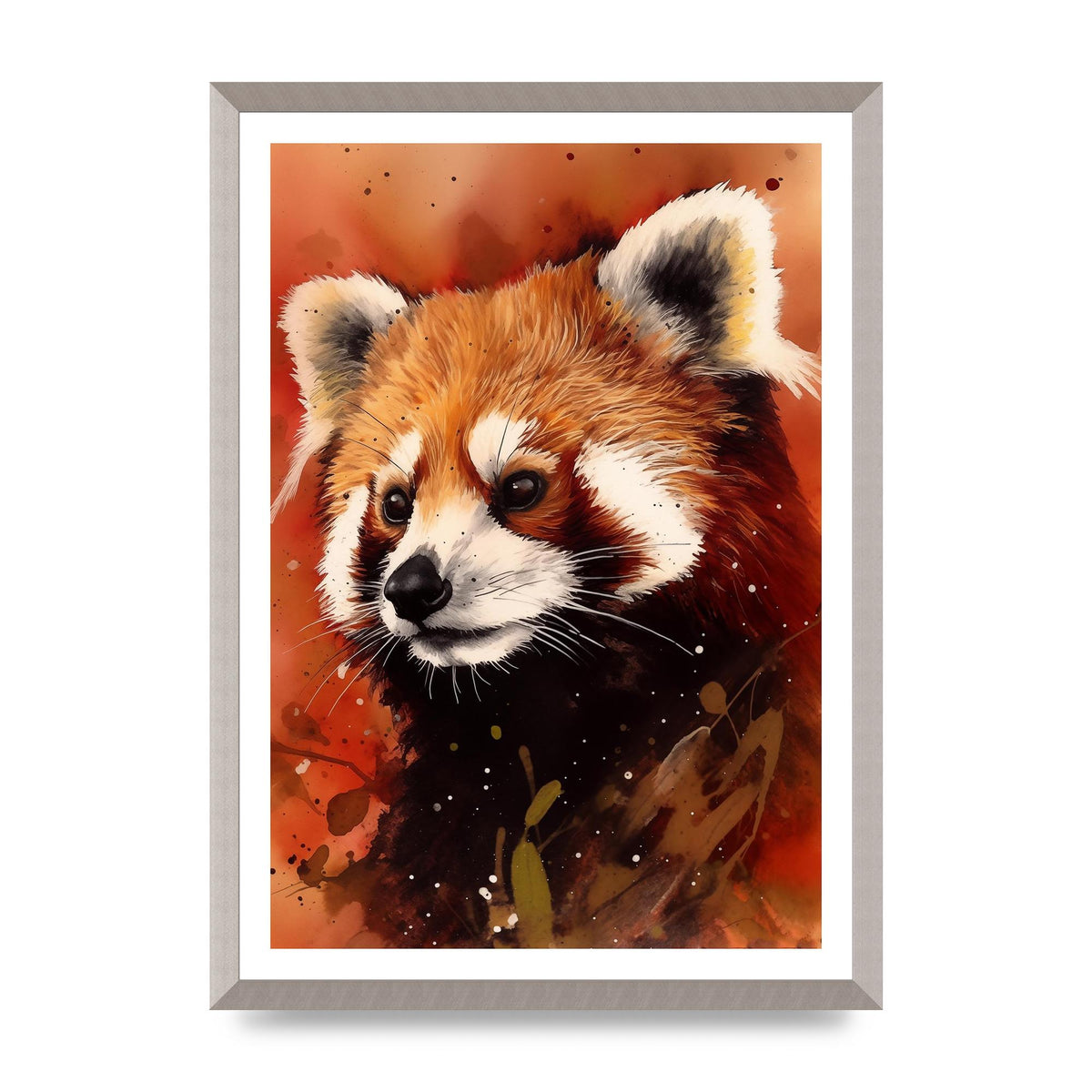 Red Panda Portrait with Warm Colored Backdrop